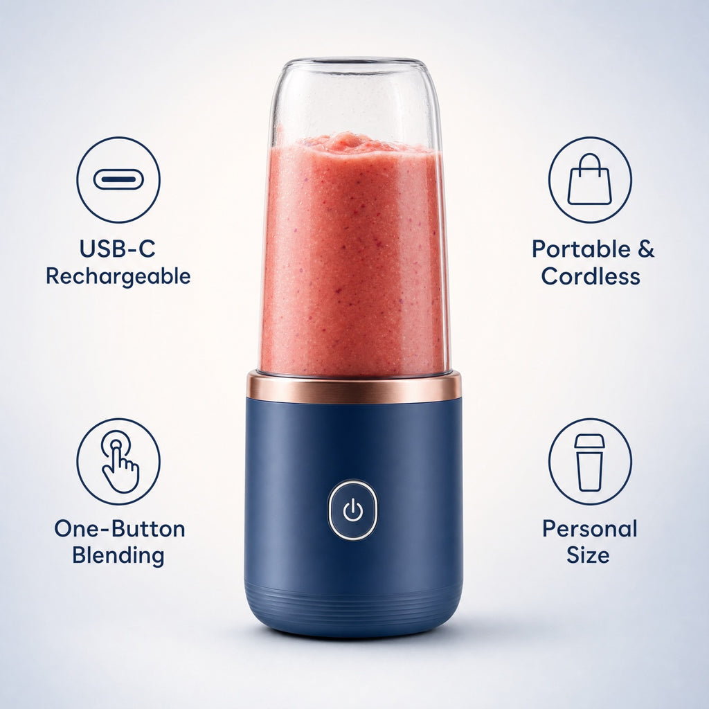 Wunderfill Portable Blender — 6-Blade, USB Rechargeable, Blend Anywhere