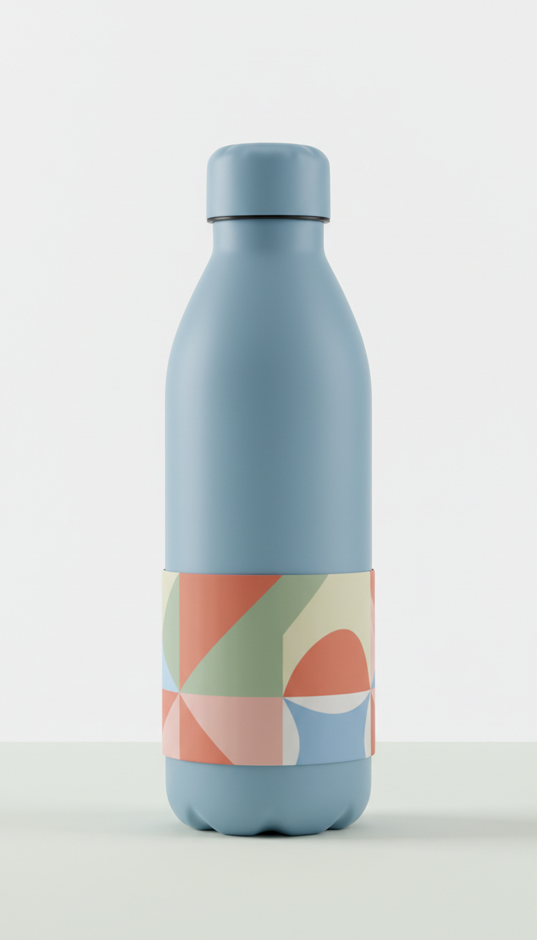 Durable water bottle in gentle blue